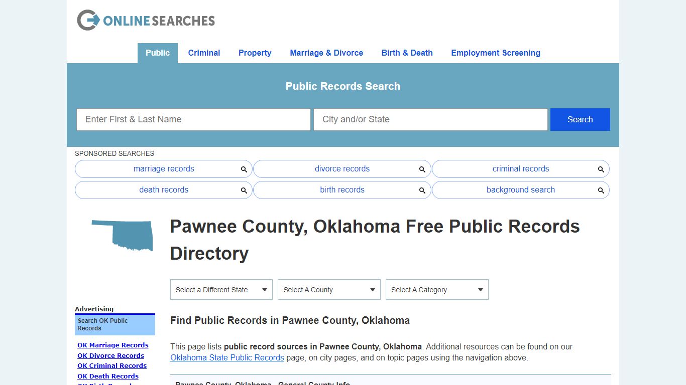 Pawnee County, Oklahoma Public Records Directory