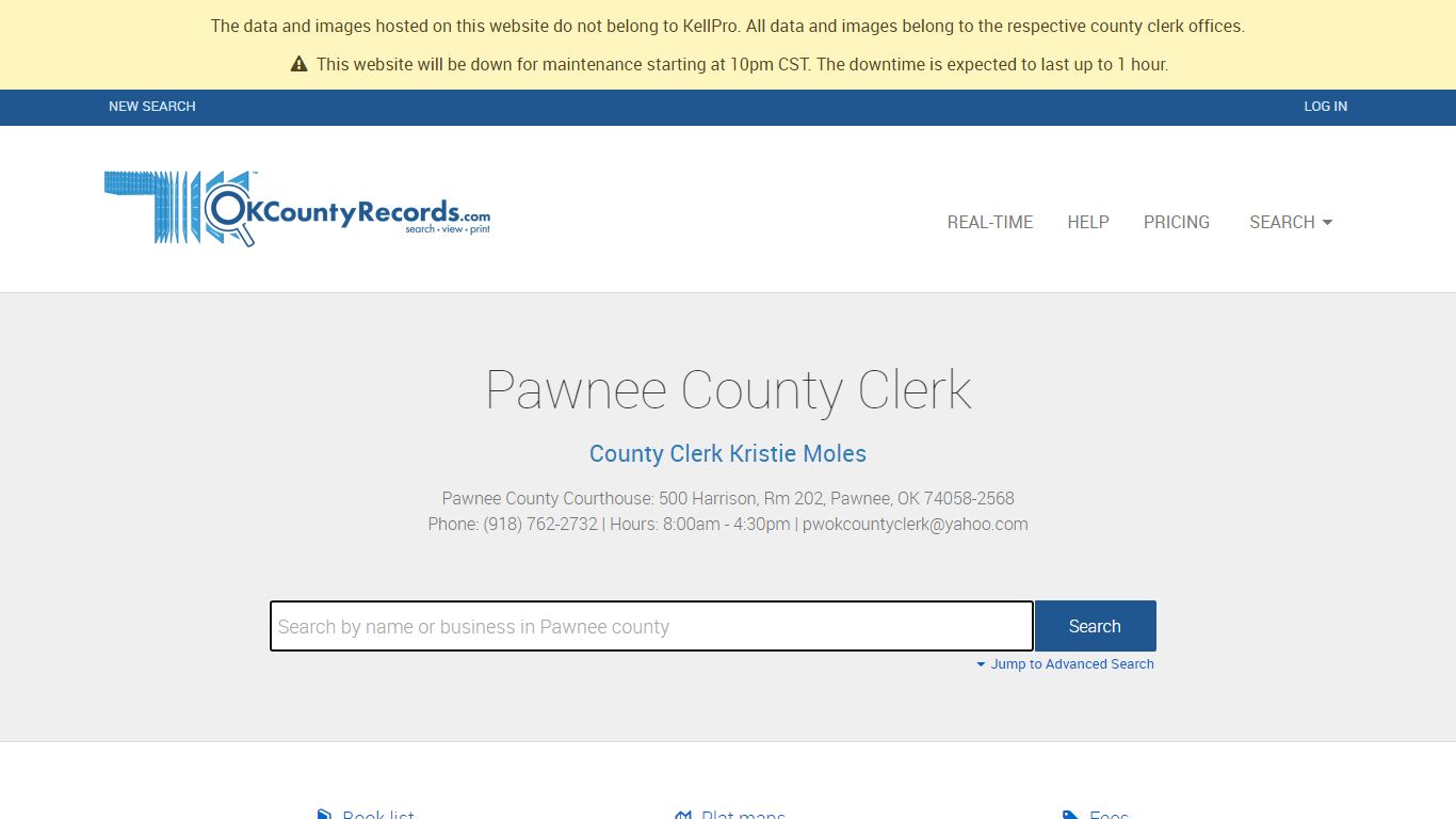 Pawnee County - County Clerk Public Land Records for Oklahoma