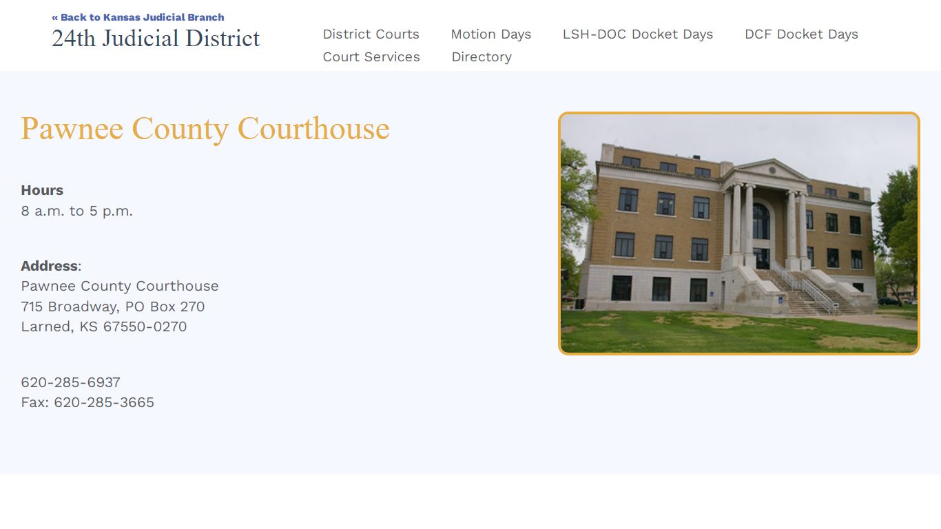 24th Judicial District - Pawnee County Courthouse